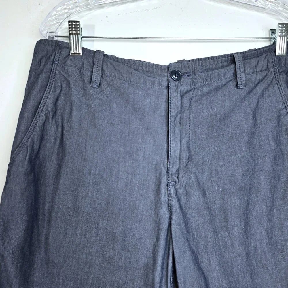 Express Dark Blue Chambray 33x10 Flat Front Chino Shorts